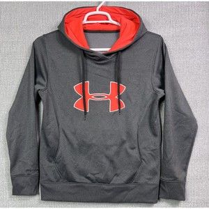 Under Armour Storm Women’s Heather Gray Cold Gear Pullover Hoodie Logo Large